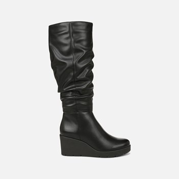 Knee high discount wedge heel boots