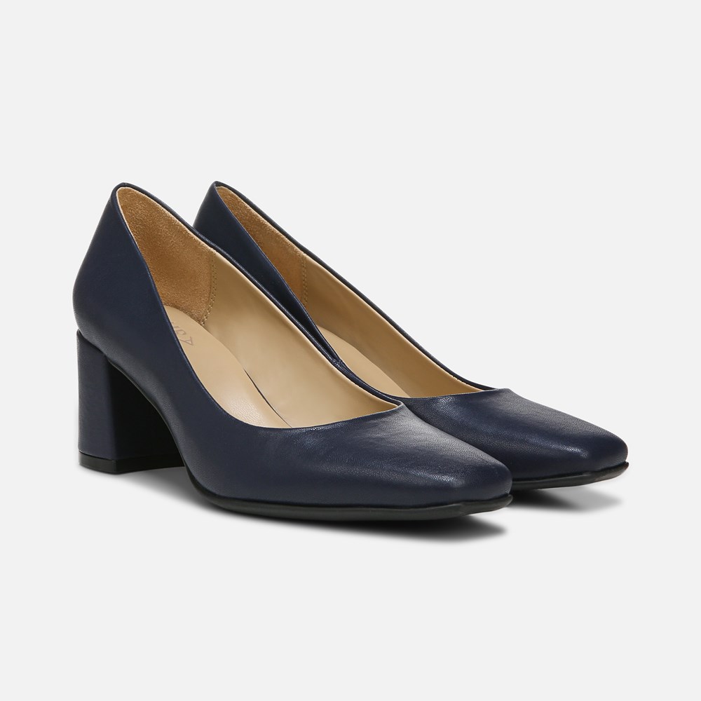 Navy court shoes clearance leather