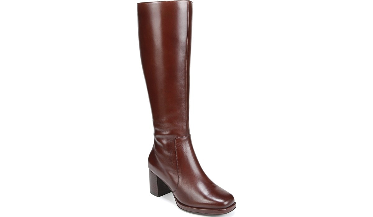 Brown leather knee 2024 high boots sale