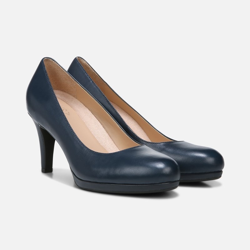 Navy leather clearance pumps