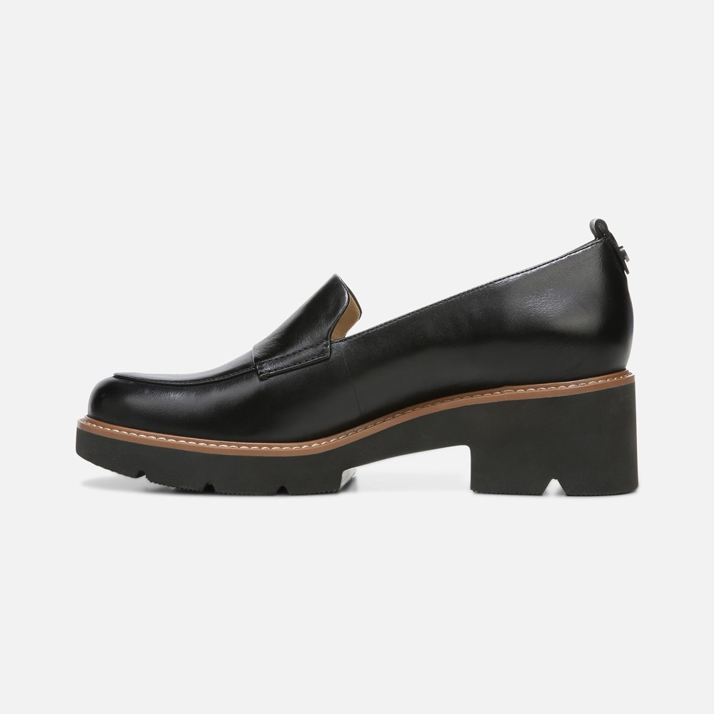 Black Leather Lug Sole Loafer