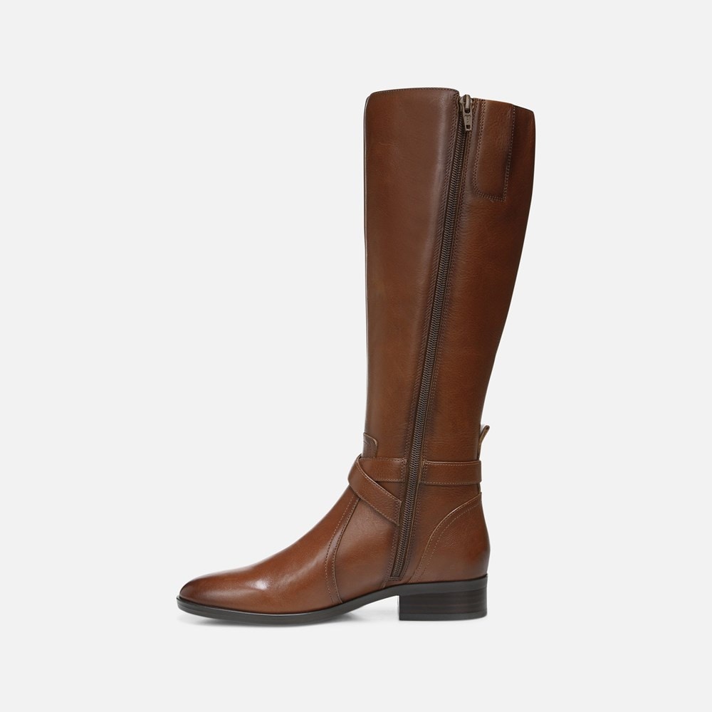 Brown leather riding 2025 boots wide calf